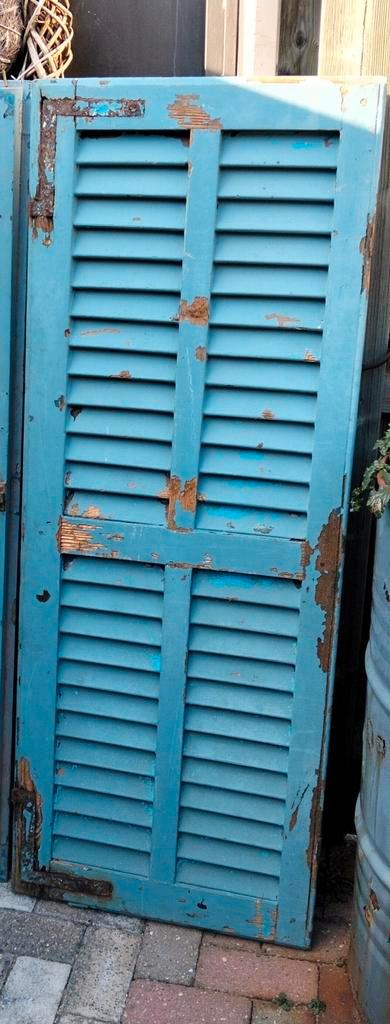 Grote brocante Louvre Luik Deur Luiken Blauw Kamerscherm (1), Huis en Inrichting, Woonaccessoires | Kamerschermen, Zo goed als nieuw