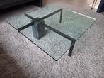 Moderne glazen salontafel met granieten voet 100x100 cm, Ophalen, 50 tot 100 cm, 50 tot 100 cm, Modern