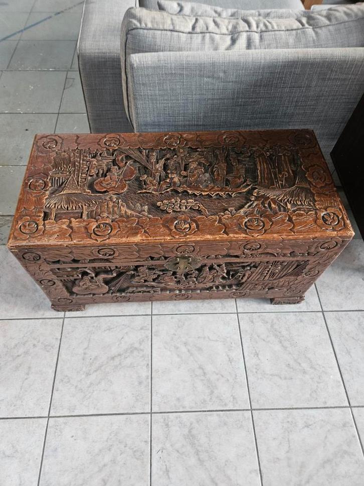 Decoratieve Houtsnijwerk Dekenkist, Huis en Inrichting, Woonaccessoires | Kisten, Ophalen of Verzenden