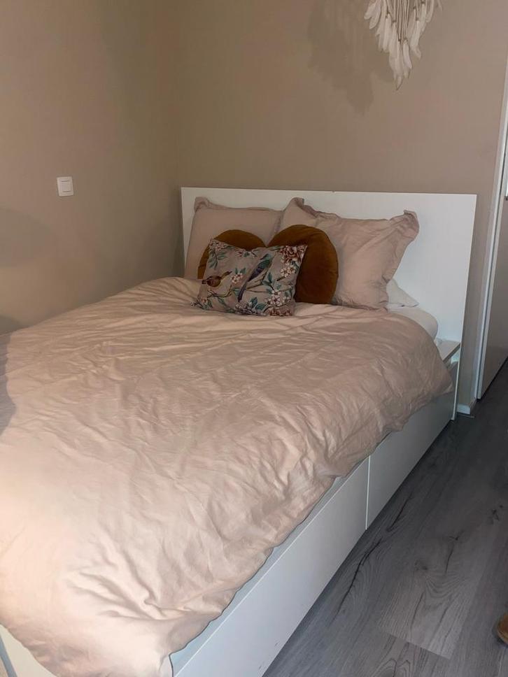 MALM IKEA bed 140x200 met lades en lattenbodem, Huis en Inrichting, Slaapkamer | Bedden, Gebruikt, Tweepersoons, 140 cm, 200 cm