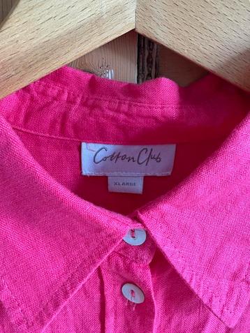 Fuchsiaroze felroze XL linnen blouse Cotton Club beschikbaar voor biedingen