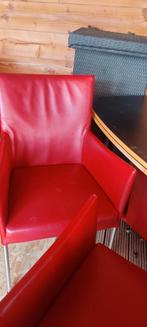 5 rood leren stoelen, Huis en Inrichting, Fauteuils, Ophalen, Gebruikt, 75 tot 100 cm
