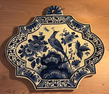 Antiek Delfts Blauw Bord met Vogel beschikbaar voor biedingen