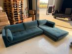 MADE Bank met Chaise Longue - Blauw/Groen Fluweel, Ophalen, Zo goed als nieuw, Stof