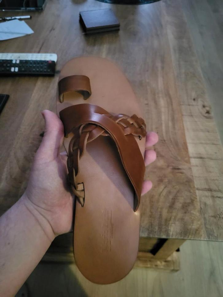 Handgemaakte leren slippers Mario Doni Toscani, Kleding | Heren, Schoenen, Nieuw, Slippers, Bruin, Ophalen