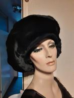 Vintage gitzwarte echt mol bontmuts bontpet  bont barret, Ophalen of Verzenden, Zo goed als nieuw, One size fits all