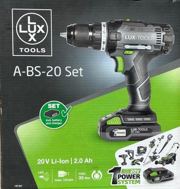 Nieuw in doos accuboormachine lux tools A-BS-20 set beschikbaar voor biedingen