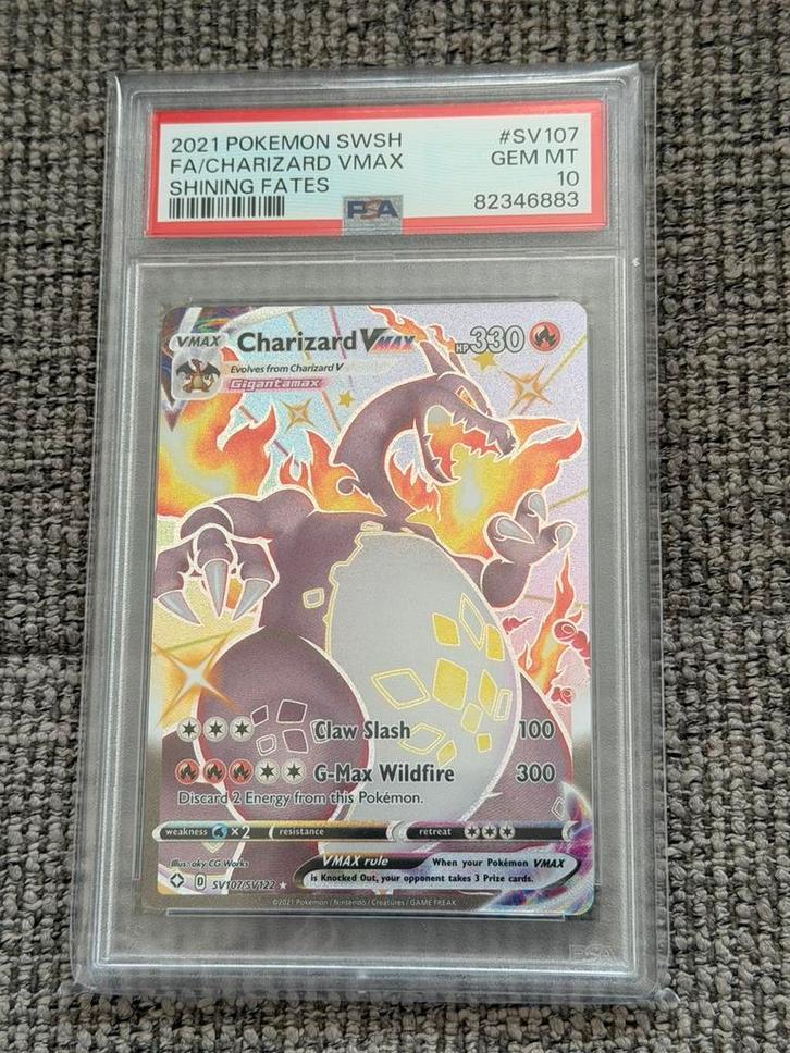 Charizard Vmax SV107/SV122 Shining Fates - PSA 10, Hobby en Vrije tijd, Verzamelkaartspellen | Pokémon, Zo goed als nieuw, Ophalen of Verzenden