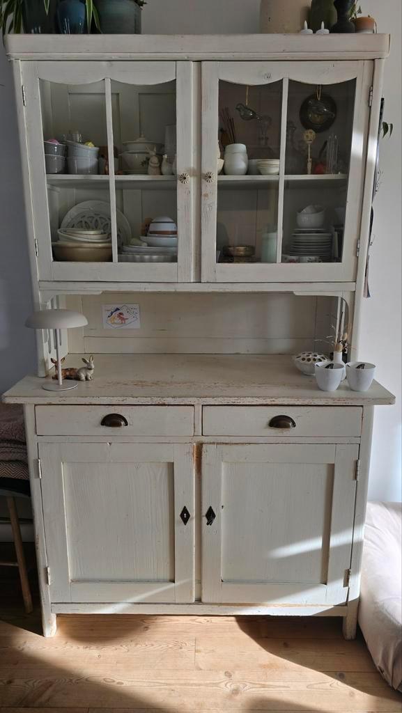 Antiek grenen buffetkast met glazen deuren, Antiek en Kunst, Antiek | Meubels | Kasten, Ophalen