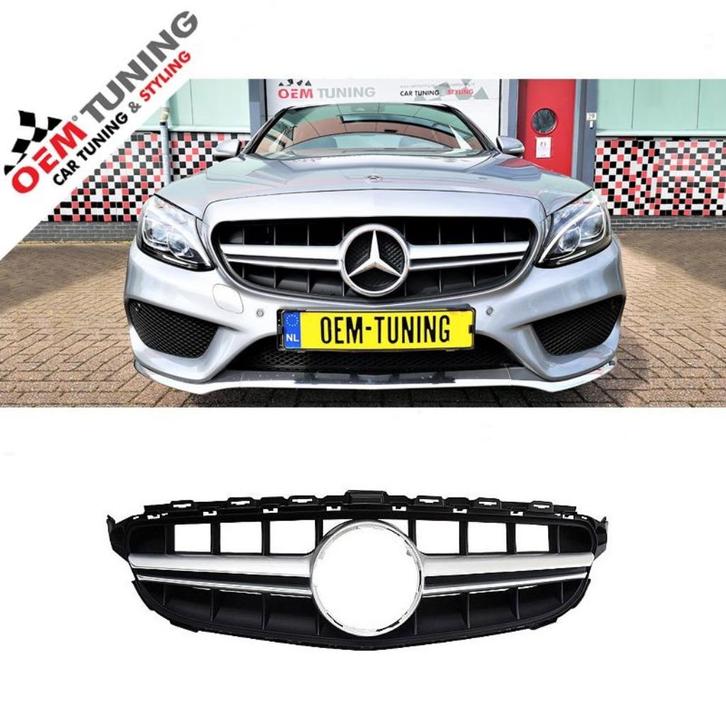 Mercedes-Benz C-Class W205 | C63 AMG Grille SILVER | 14-18 |, Auto diversen, Tuning en Styling, Ophalen of Verzenden