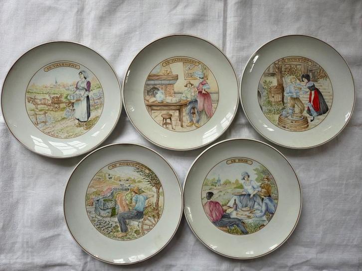 Ontbijtbordjes (5x) Pillivuyt porselein Frankrijk, kaassoort, Huis en Inrichting, Keuken | Servies, Gebruikt, Bord(en), Overige stijlen