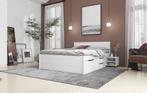 Tweepersoons bed. Massief grenen in Wit. 140, 160 of 180 cm, Verzenden, Wit, 180 cm, 200 cm