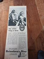 Advertentie van Heineken bier van witten krijg je dorst 1957, Verzamelen, Biermerken, Heineken, Ophalen of Verzenden