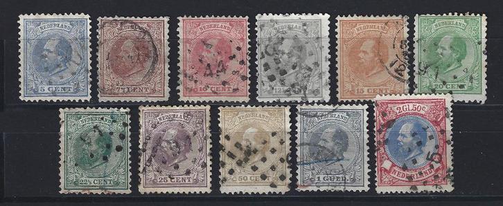 NVPH 19 20 21 22 23 24 25 26 27 28 29 geb Willem III 1872, Postzegels en Munten, Postzegels | Nederland, Gestempeld, T/m 1940