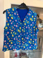 Gilet handgemaakt blauw bloemen maat M, Maat 38/40 (M), Blauw, Ophalen of Verzenden, Zo goed als nieuw