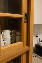 Teak vitrine kast, Ophalen, Met deur(en), 200 cm of meer, Teakhout