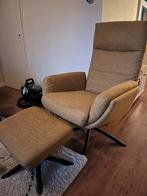 Gele fauteuil met voetenbank, Ophalen, Gebruikt, 75 tot 100 cm