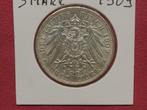 DREI MARK 1909., Ophalen of Verzenden, Duitsland, Losse munt, Zilver