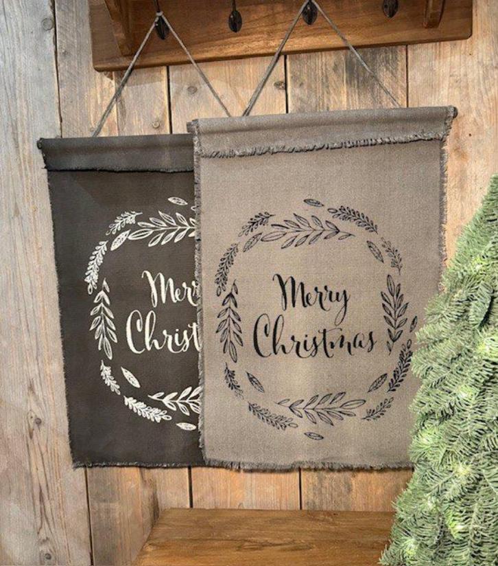Linnen wanddoek Merry Christmas, Diversen, Kerst, Nieuw, Ophalen of Verzenden