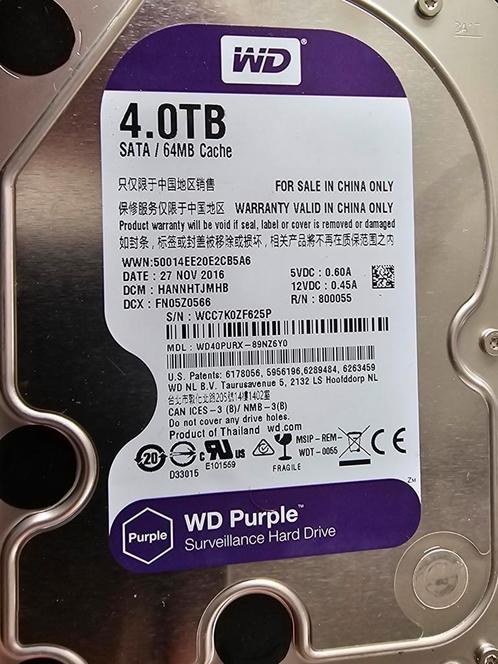 WD Purple 4TB, Computers en Software, Harde schijven, Zo goed als nieuw, Desktop, Intern, SSD, SATA, Ophalen of Verzenden