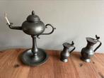 Tinnen olielamp en 2 kannetjes, Antiek en Kunst, Antiek | Tin, Ophalen of Verzenden