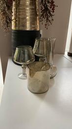 Glazen windlichten / vaas, Ophalen, Zo goed als nieuw, Overige materialen, Minder dan 25 cm