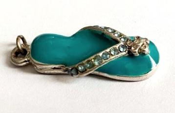 Vintage prachtige Emaille Slipper Hanger strass steentjes beschikbaar voor biedingen