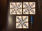 3 antieke Mangaan Ornament Tegels 18e/19e eeuw Bruin Blauw, Antiek en Kunst, Ophalen of Verzenden