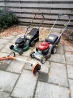 2 x grasmaaier benzine en een grastrimmer, Ophalen, Gebruikt, Benzine-grasmaaier