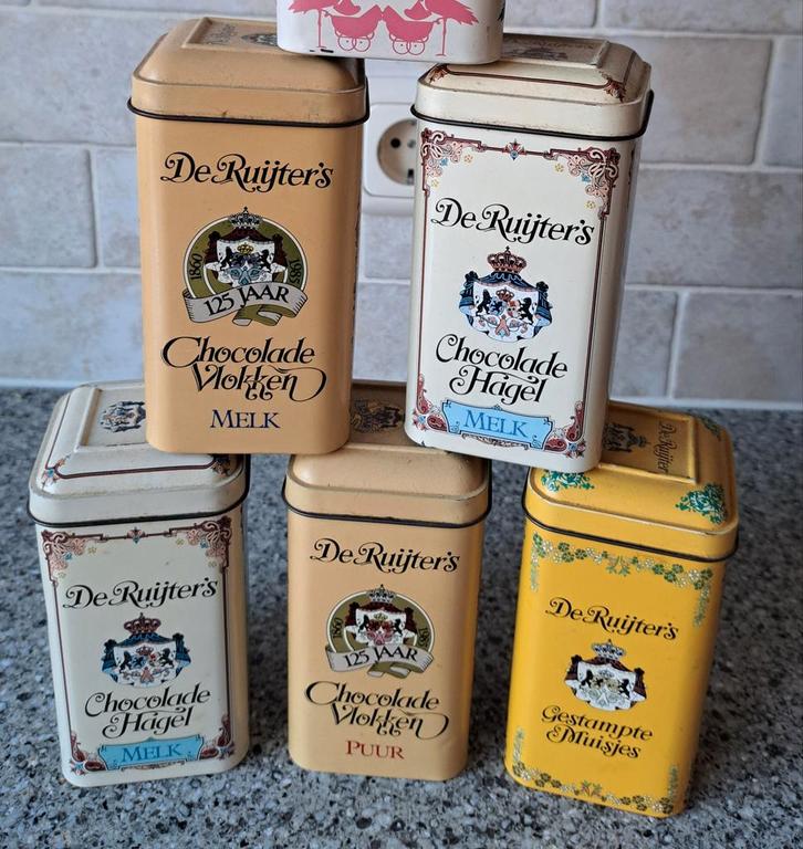 5 vintage Blikjes de Ruijter's 4 verschillende, Verzamelen, Blikken, Zo goed als nieuw, Overige, Ophalen of Verzenden