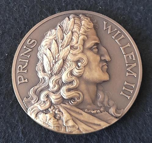 Bronzen penning Prins Willem III 1650-1702, Postzegels en Munten, Penningen en Medailles, Brons, Nederland, Ophalen of Verzenden