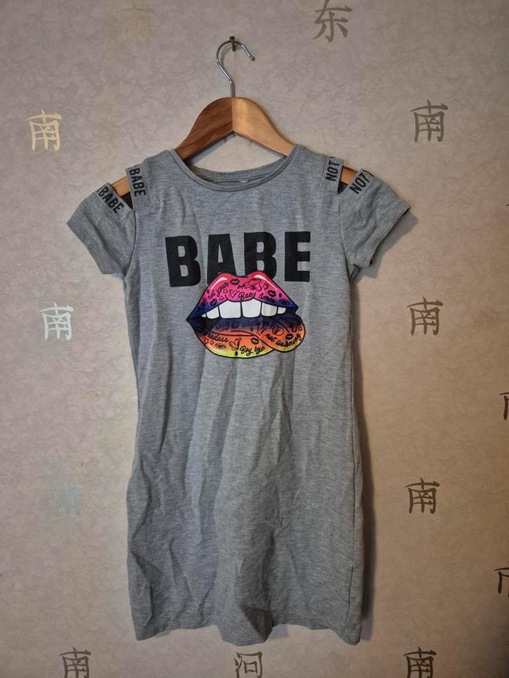 Grijze jurk met print van Coolcat, maat onbekend, Kinderen en Baby's, Kinderkleding | Overige, Gebruikt, Meisje, Ophalen of Verzenden