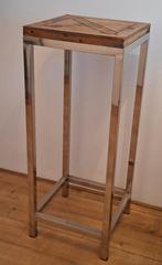 Plantentafel chroom met hout ingelegd blad, Ophalen of Verzenden, Gebruikt