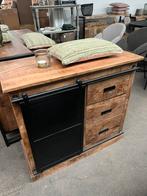 Magazijn leegverkoop dressoir Lotte Mangohout staal zwart, Nieuw, Dressoir, Ophalen of Verzenden