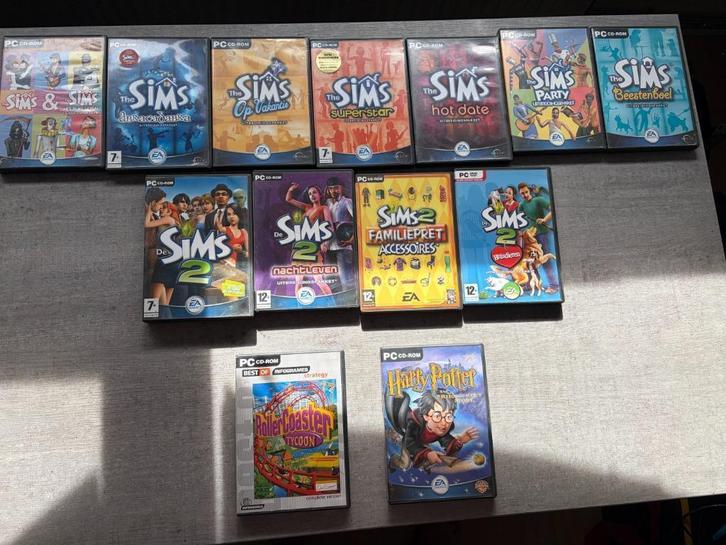 PC | SIMS | SIMS 2 | Harry Potter | Rollercoaster Tycoon, Spelcomputers en Games, Games | Pc, Gebruikt, Simulatie, 1 speler, Vanaf 3 jaar