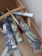 Behangresten + 3 rollen plakfolie, Huis en Inrichting, Stoffering | Behang, Ophalen, Minder dan 10 m², Zwart, Modern