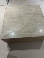 Mooie Travertin look salontafel met glasplaat., Ophalen, Overige materialen, 100 tot 150 cm, Vierkant