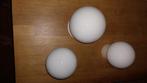 Drie witte bollampen plafondlamp vintage, Huis en Inrichting, Ophalen of Verzenden, Gebruikt, Glas