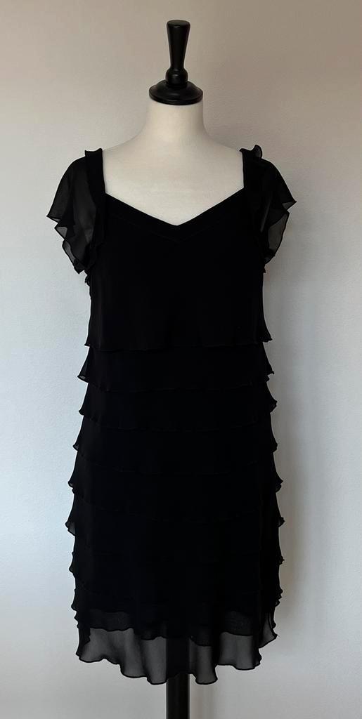 Sandwich zwarte jurk met korte mouwen maat 36, Kleding | Dames, Jurken, Zo goed als nieuw, Maat 36 (S), Zwart, Knielengte, Ophalen of Verzenden