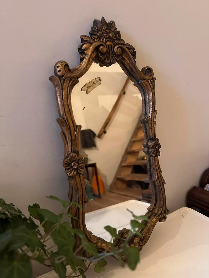 Wandspiegel met barok lijst, Antiek en Kunst, Antiek | Spiegels, Minder dan 50 cm, Rechthoekig, Ophalen of Verzenden