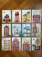 Vrolijke Huisjes – 12 wandkunstkaarten A6, Info@olphy.nl, Ophalen of Verzenden, Nvt, Nieuw
