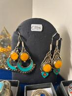 Verzilverde oorbellen met citrien en turkoois, Sieraden, Tassen en Uiterlijk, Oorbellen, Hangers, Overige kleuren, Nieuw, Ophalen of Verzenden