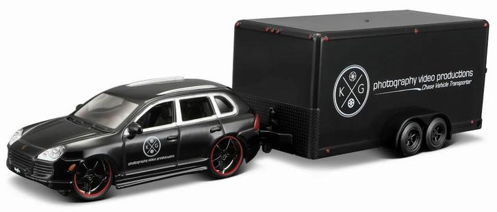 PORSCHE CAYENNE CAR TRAILER TOW&GO, Hobby en Vrije tijd, Modelauto's | Overige schalen, Nieuw, Auto, Ophalen of Verzenden