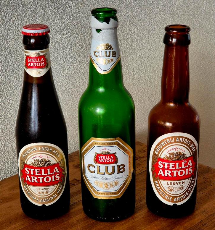 hele oude volle fles en lege flessen STELLA ARTOIS collector, Verzamelen, Biermerken, Flesje(s), Overige merken, Ophalen of Verzenden