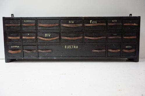 Oud industriële vintage werkplaats Hangkastje Ladekastje, Huis en Inrichting, Kasten | Ladekasten, Gebruikt, Minder dan 100 cm