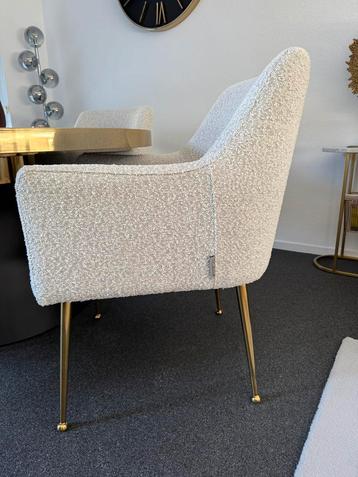 Richmond Stoel Harper Wit Bouclé Brushed Goud beschikbaar voor biedingen