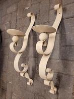 Set Wandkandelaars IJzer Crème 70cm, Gebruikt, Ophalen of Verzenden, Metaal, Kandelaar