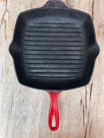 Rode gietijzeren Le Creuset grillpan, Huis en Inrichting, Keuken | Potten en Pannen, Ophalen of Verzenden, Gebruikt, Gietijzer