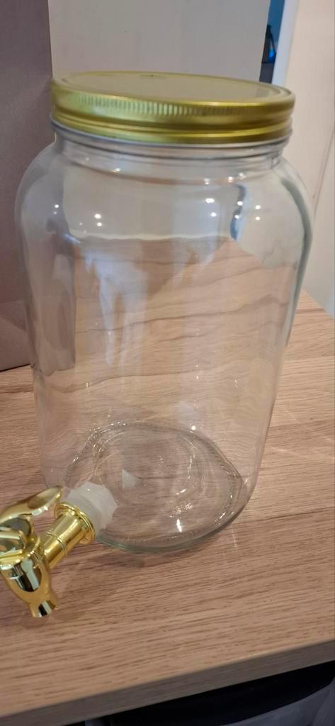 Glazen Drankdispenser met Gouden Details, Huis en Inrichting, Keuken | Keukenbenodigdheden, Zo goed als nieuw, Ophalen of Verzenden