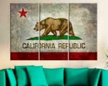 Canvas Muur Decoratie 'California Republic" 150x90 cm nieuw. beschikbaar voor biedingen